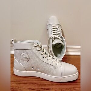 Men’s Louboutin White High Tops - Louis Orlato Flat - Size 44
